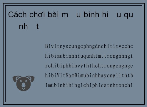 Cách chơi bài mậu binh hiệu quả nhất