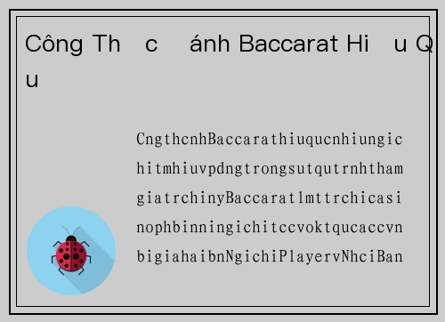Công Thức Đánh Baccarat Hiệu Quả