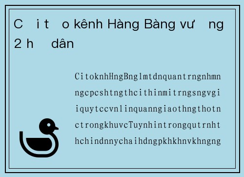 Cải tạo kênh Hàng Bàng vướng 2 hộ dân